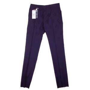 MAISON MARGIELA dark navy wool flower print pants